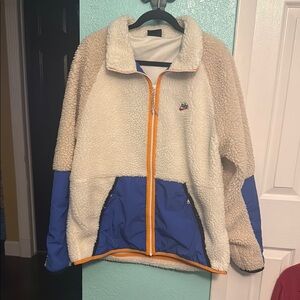Nike Sherpa Fleece Jacket with Blue and Cream Accents